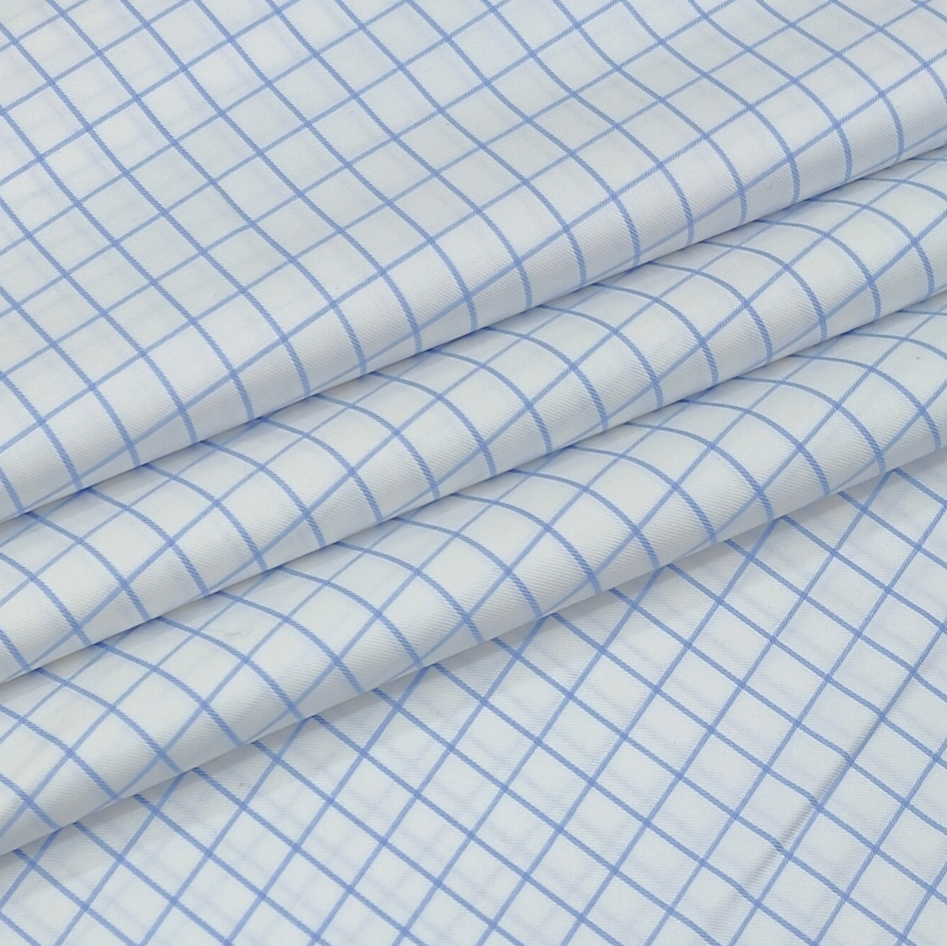 Shirt Fabric Donear LA Finish Premium Giza Cotton Windowpane Check Colour Blue N White